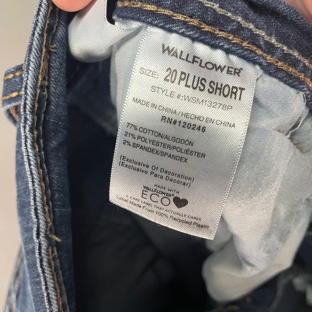 WallFlower Jeans Womens 20 Short‎ Luscious Curvy Fit Straight Leg Blue Plus Size - Picture 4 of 10